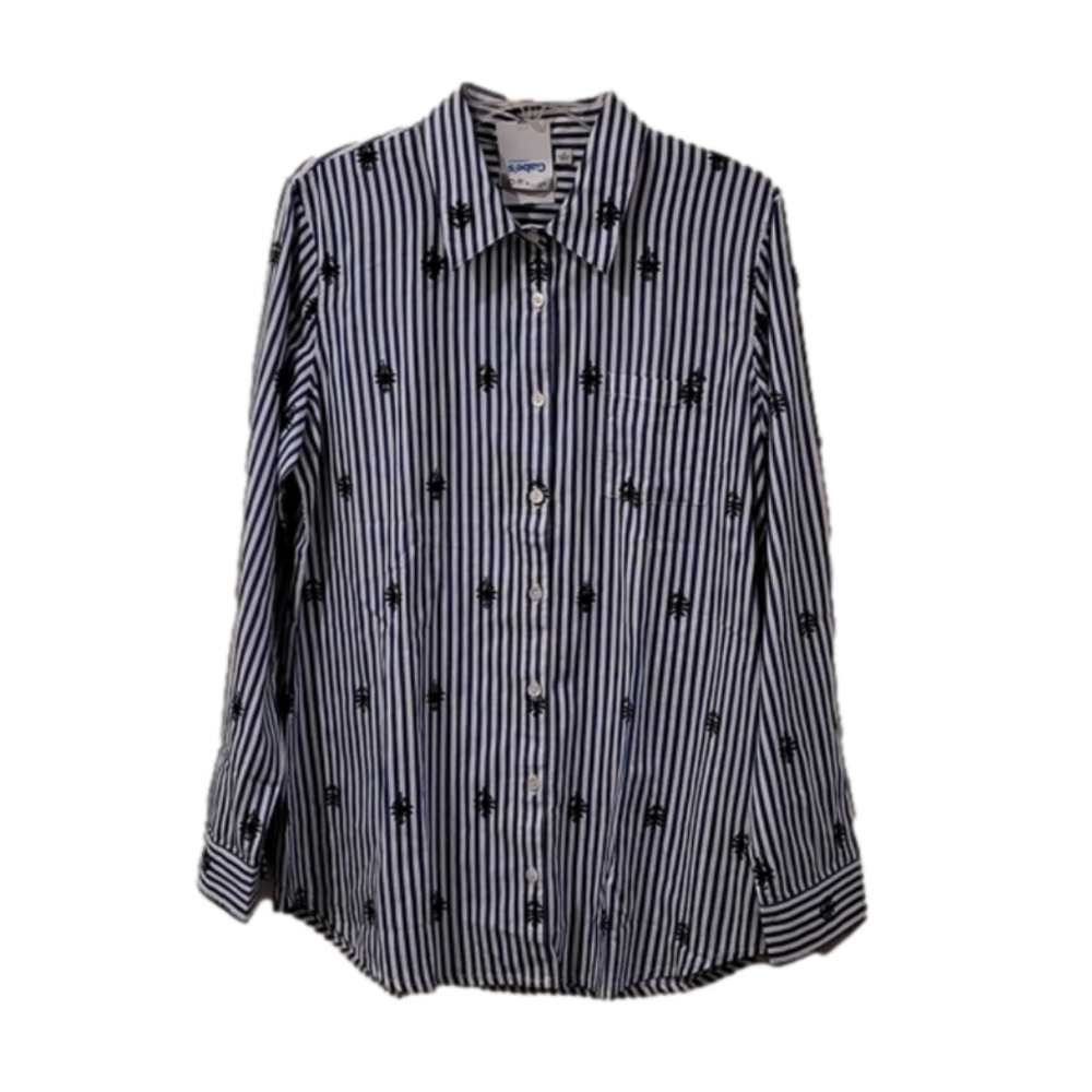 Nwt Orvis Button Up/Down Embroidered Striped Classic Women's Shirt Size 14